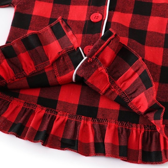 Basic Checkerboard Ruffle Pajama Set - Picture 3 of 4